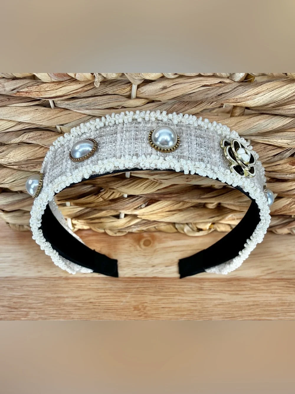 Headband Bundle - Tweed and Ivory with Accents and Black Faux Leather